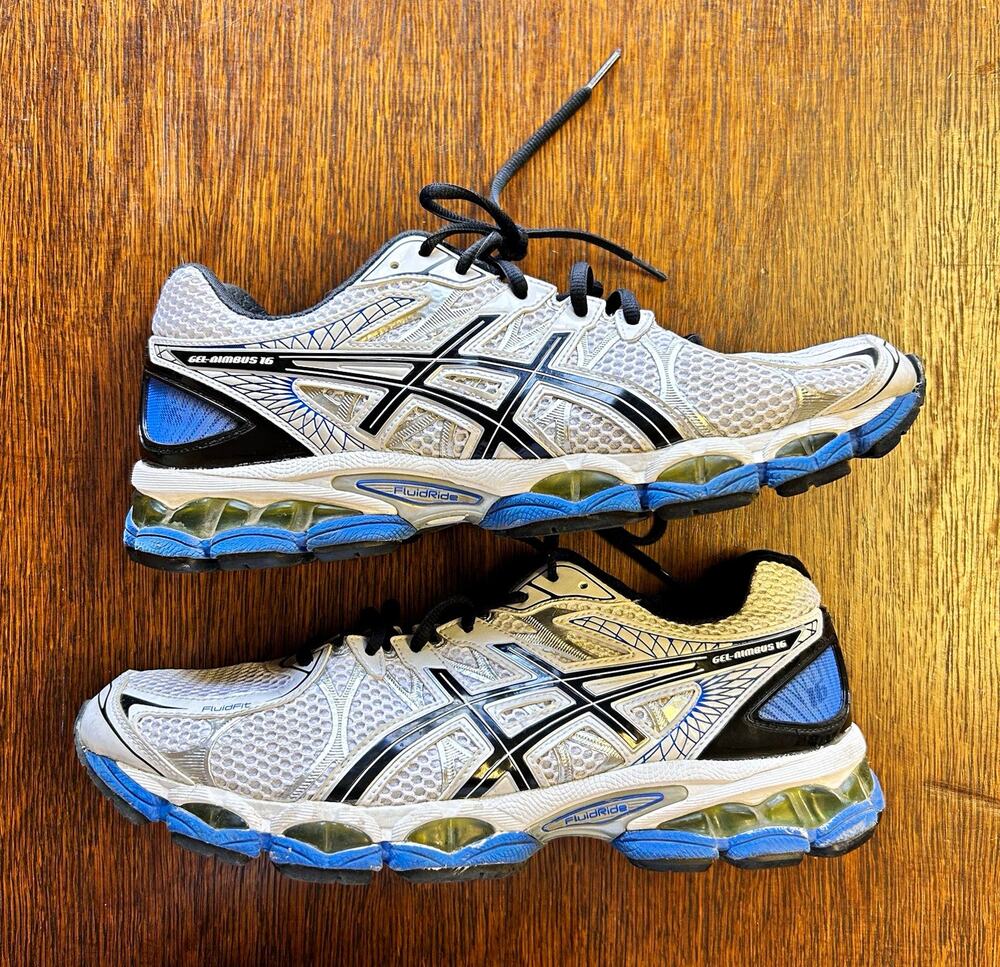 ASICS Gel-Nimbus 16 Men's Running Sneakers Lace-Up Low Top White Blue Black